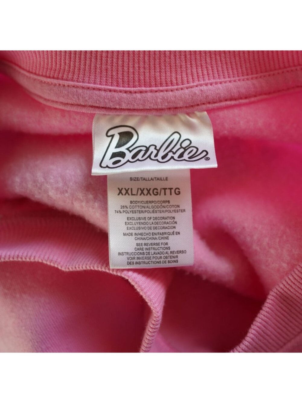READ Barbie Sweatshirt Womens XXL Pink Malibu Graphic Crewneck Pullover Casual - Picture 5 of 8